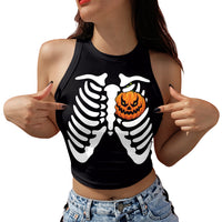 Skeleton Skull Digital Printing Vest Top For Women