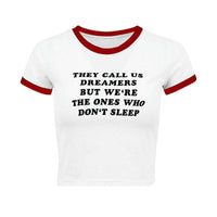 Spring And Summer New European And American Letter Print Fitted Short T-shirt Women's Top
