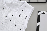 Boys' Solid Color Casual Cotton And Linen Sleeveless Vest T-shirt