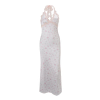 Sexy Halterneck Lace-trimmed Floral Dress For Women