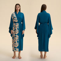 Womens SpringAutumn Printed Long-Sleeve Maxi Nightgown Loungewear