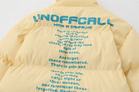 English Letters Printed Street Stand Collar Two-way Loose Zip Cotton-padded Coat