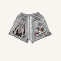 Printed Summer Loose Drawstring Fringed Fabric Shorts