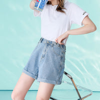 Women's Fashion Slim Elastic Waist Denim Shorts