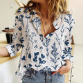 Women's 3D Digital Printing Lapel Collar Long-sleeved Shirt