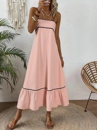 Sweet Solid-Color Strap Dress For Women