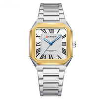 Mens Simple Square Waterproof Quartz Watch With Roman Numerals And Fashionable Steel Band