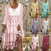 Long-sleeve Printed New Round-neck Dress For Women