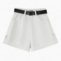 Women's High Waist Curly Denim Shorts