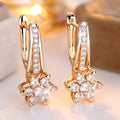 Round Zircon White Diamond Flower Full Diamond Ear Clip European And American Fashion High-grade Earrings