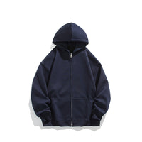 Men's Solid Color Simple Loose Zip Cardigan Hoodie