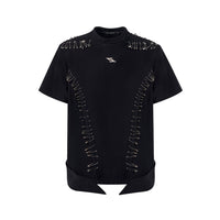 Pin Short Sleeve Stitching Boys Padded Shoulder T-shirt