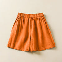 Solid Color Cotton Linen Elastic-waist Wide Leg Pants