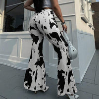 Cow Print Fashion High-waisted Casual Flared Pants