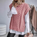 Women's Round Neck Sleeveless Knitwear Twist Thread Sweater
