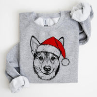 Christmas Puppy Print Polyester Round Neck Sweatshirt Unisex