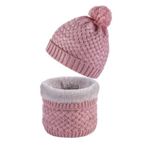 Plus Velvet Thick Knitted Fur Ball Hat Scarf Set Warm Wool Single