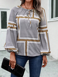 Fashion Lantern Sleeve Printed Shirt Women's Clothing