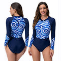 Women's One Piece Swimsuit Long Sleeve Sun Protection With Zipper Diving Suit