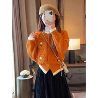 Embroidered Flower Sweater Coat For Women