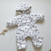 Lovely Lady Floral White Duck Down One Piece Ha Suit