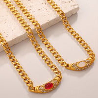 Vintage Mid-Century Geometric Choker Necklace With Premium Cat's Eye Stone Inlay