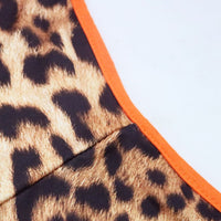 Women's Deep V Leopard Splicing Slim Vest Jumpsuit