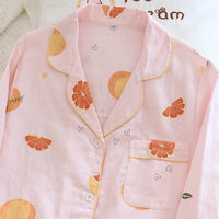Women's Fashion Print Long Sleeve Cotton Yarn Loungewear Set