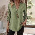 Loose-fitting Plus Size V-neck Solid Color T-shirt