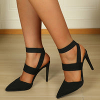 Closed Toe Back Empty Elastic Band Stretch High Heels Pointed Sandals