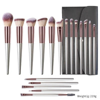 18 Champagne Makeup Brushes Suit High Quality Solid Wood Handle Beauty Tools