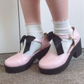 Sweet Bow Non-slip Thick-soled Thick-heeled High-heeled Women's Single Shoes