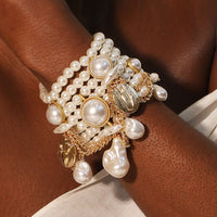 Handmade Beaded Faux Pearl Tassel Bracelet For Women