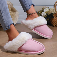 Cotton Slippers Autumn And Winter Fleece-lined Home Fur Toe Cap