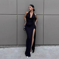 Sexy Halter-Neck Lace-Up V-Neck Bodycon Backless Dress For Women