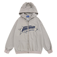 High Street Loose Spring And Autumn Patch Letter Embroidery Cardigan Sweater Hoodie