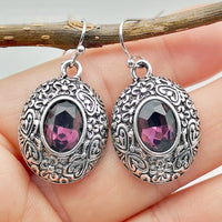European And American-style Fashionable Purple Crystal Earrings