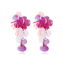 European And American Exaggerated Dopamine Handmade String Bead Flower Earrings
