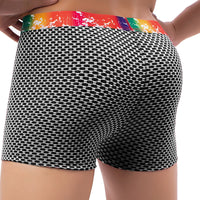Men's Rainbow Belt Plaid Bag Shorts