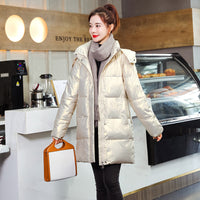 Womens Mid-Length Plus-Size Loose Cotton Padded Jacket In Korean Style