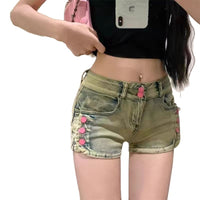 Stretchy Slimming Low-rise Retro American-style Denim Hot Shorts That Flatter