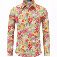 Men's Button Floral Retro Long-sleeved Shirt