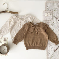 Baby Girls' Pullover Double-layer Ruffled Collar Sweater