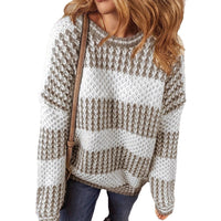 Women's Loose And Versatile Thick Striped Sweater Knitted Sweater
