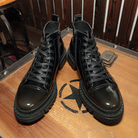 Zipper High Top Shoes Men's Leather Personalized Gradient Color