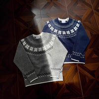 Mens Retro Jacquard Pullover Knit Sweater