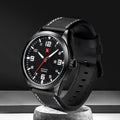 Mens Quartz Watch With A Leather Strap Large Dial And Calendar