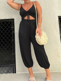 European And American Fashion Solid Color Backless Lace-up Sexy Jumpsuit Women