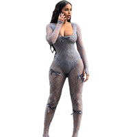 Tight Long Sleeve Lace Jumpsuit Women