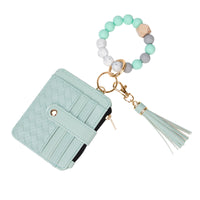 Leather PU Tassel Card Bag Silicone Bracelet Wrist Keychain Pendant